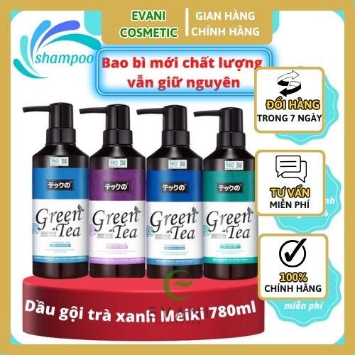 Bộ Dầu Gội Xả trà xanh MEIKI Green Tea 780ml Phục Hồi Tóc, Giúp Tóc Siêu Mềm Mượt
