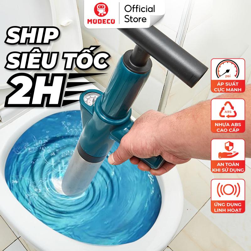 Dụng Cụ Thông Bồn Cầu Chậu Rửa Bát Bồn Tắm - Mẫu Mới 2022 Modeco - Khí Nén AGT Cực Mạnh 8kg - Thép Không Gỉ Nhựa Abs
