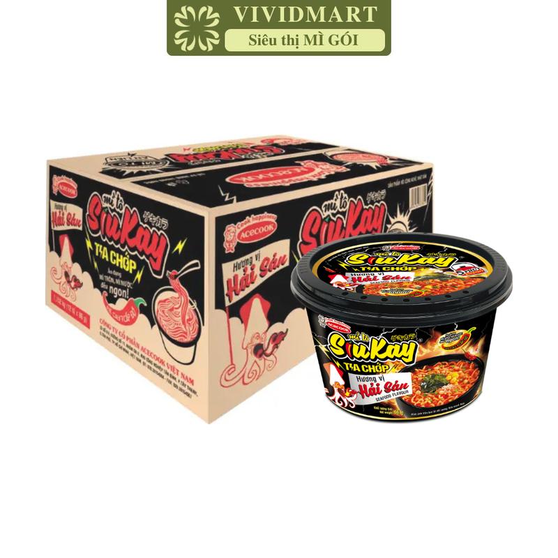 [THÙNG 12 TÔ] - ACECOOK - Mì Siukay tô tia chớp hải sản (96g/tô) - Mì Siukay tô vị hải sản, Mì cay tô hải sản tia chớp