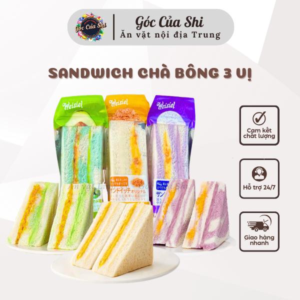 Combo 10 Cái Bánh Sandwich Tam Giác Chà Bông Weisiel Vị Khoai Mỡ, Bơ, Phomai - Ăn Vặt Linh Vy