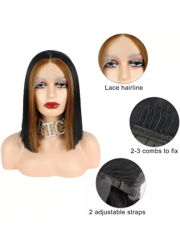 14 Inch Short Straight Wigs for Women, Gorgeous Fluffy Wigs without Bangs, Synthetic Wigs for Party, Daily Use 2
