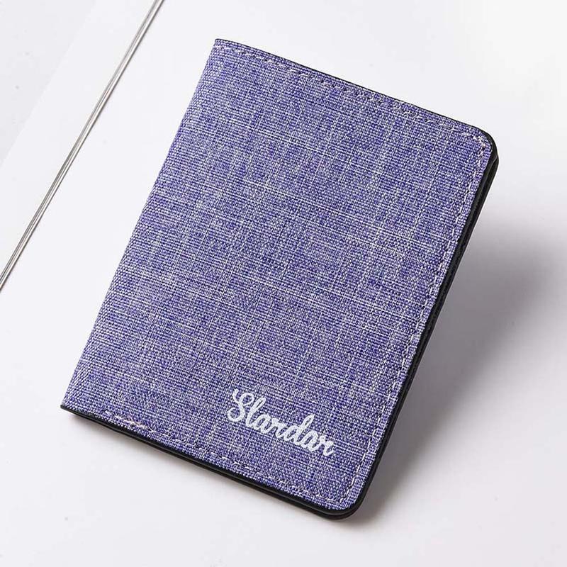 Product Introduction of Casual Black/Blue/Gray/Purple Men Short Wallet ID Photo Bank Holder Credit Card Case Men Card Holder Canvas Multi Function Men Canvas Coin Purse Male 8