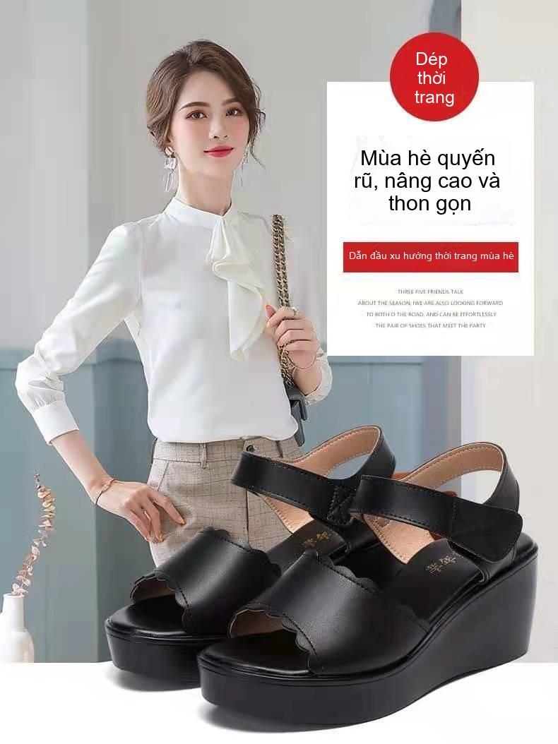 Product Introduction of Dép Đế Xuồng, Da Thật, Mềm Mại, Dành Cho Nữ, Hàng Mới Về Mùa Hè, Giày Đế Mềm, Dép Nữ Đế Xuồng, Dễ Phối Đồ, Quai Dán, Thiết Kế Mũi Nhìn Trộm 2