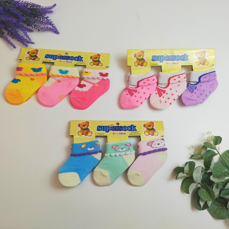 Kaos Kaki bayi 3 Pasang SNI Cowo Cewe Newborn Karakter Motif 2