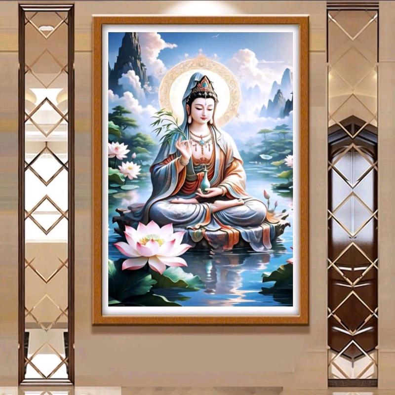 Tranh thêu chữ thập QUAN ÂM mẫu mới 8149-60x90cm