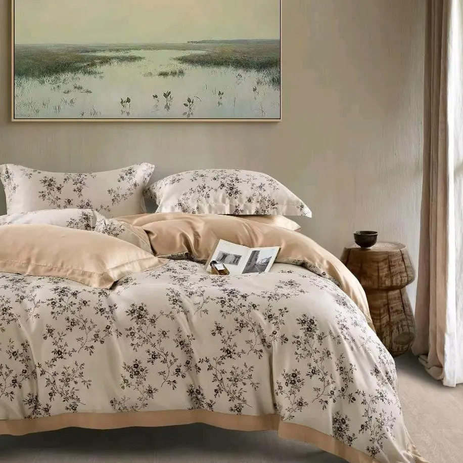 sprei set (160x200 t.40cm) + bedcover bahan tencel 60s