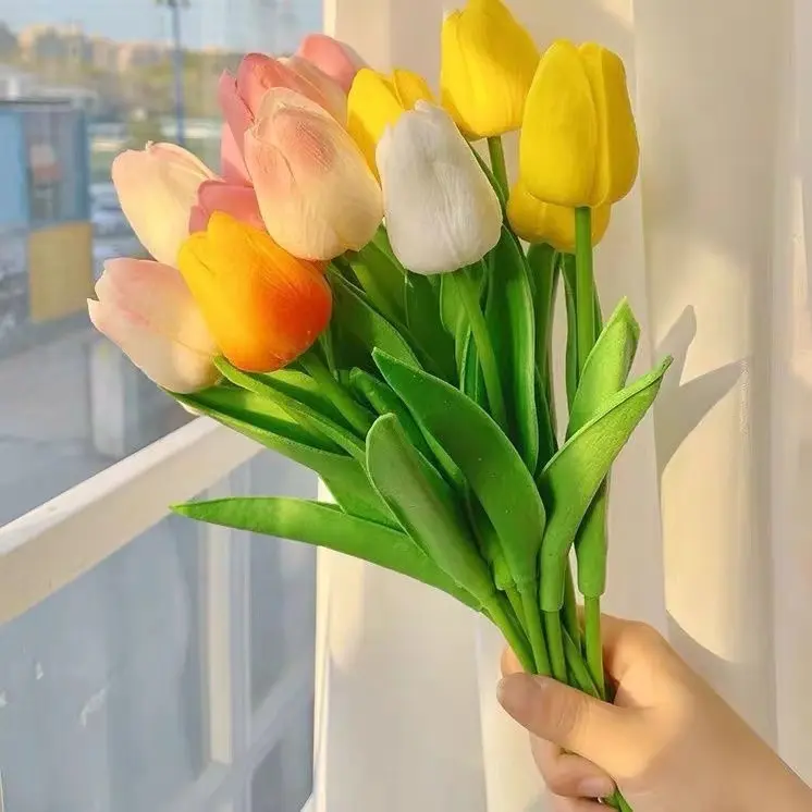 Artificial Tulip Artificial Flower Fake Flower for Home/Party/Garden Decor 1pcs Great decorations for bedroom, living room, office, meeting room, Wedding, party or hotel hall, even for the restaurant. Bouquet Decorative Ornaments Fruit Light  Plant
