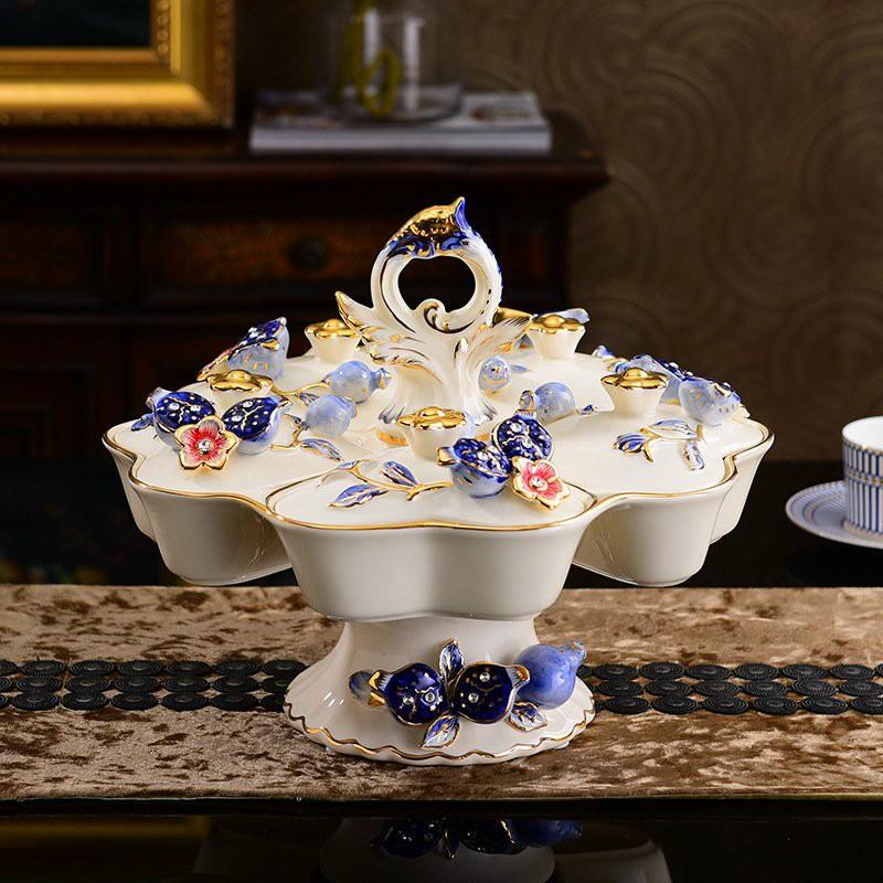 Khay Bánh Mứt Tết 2026 Phong Cách Tân Cổ Điển Khay Đựng Hoa Quả Xoay 360 Độ Bầu Trụ Xoay Đựng Mứt Bánh Kẹo Tết,Bầu Đựng Hoa Quả Cao Cấp