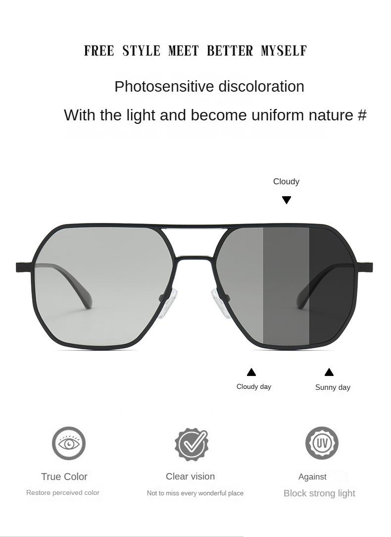 Product Introduction of Men's Day and Night Dual-use Smart Color-changing Polarized Sunglasses Trendy Driving Fishing Special Sunglasses clubmaster  frame  glasses 1