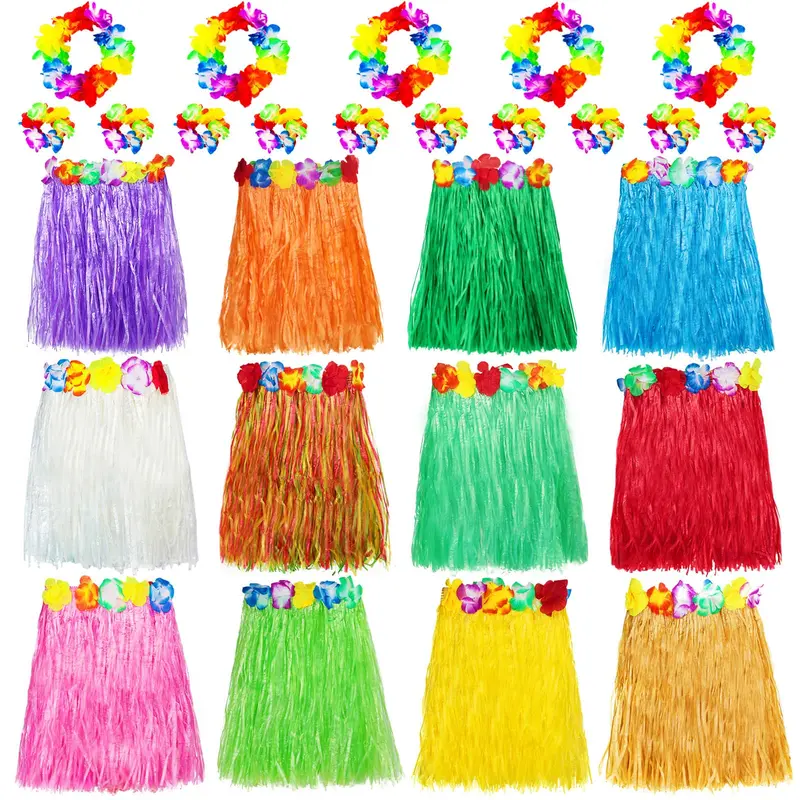 Colorful Hawaiian Grass Skirt Decoration, Tropical Beach Party Supplies, Party Decoration Supplies for Birthday & Holiday, Gifts 0