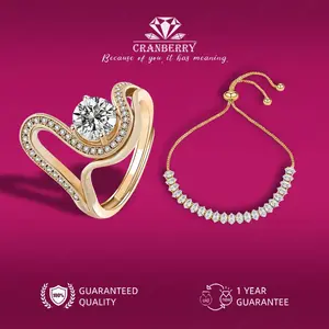 OS3-D192 Set Cincin & Gelang Wanita Cranberry Jewelry Premium Lapis Emas 18k Anti Luntur Anti Berubah Warna Garansi 1 Tahun Resmi Size Adjustable Kualitas Grade Terbaru Aksesoris Perhiasan COD