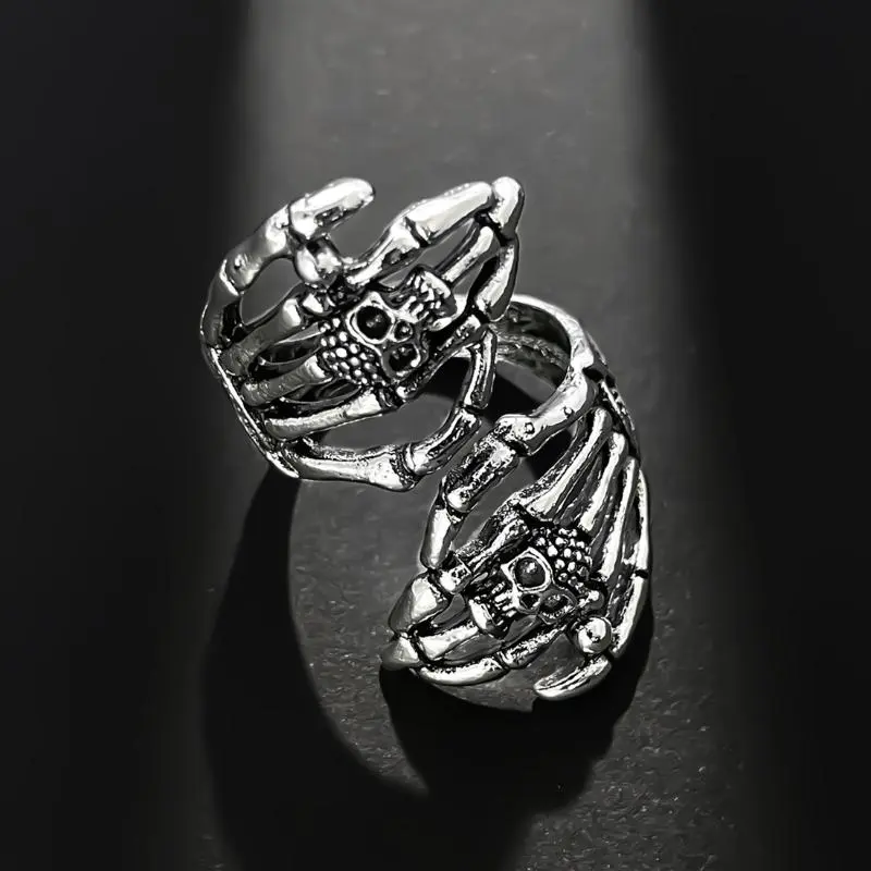 1pc Gothic Punk Style Zinc Alloy Cut-Out Ring, Halloween Festival Celebration Accessory, All-Season Wear