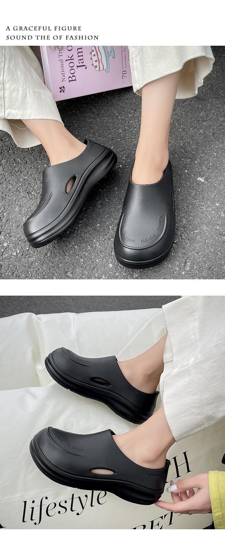 Product Introduction of 2025 Thick-Soled Closed-Toe Half Slippers for Women, Outdoor Wear, 2025 New Lightweight Non-Slip Waterproof Chef Shoes, Clogs 8