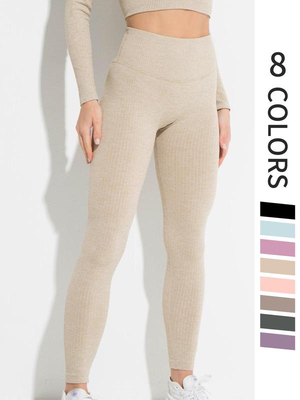 Women's Plain Wide Waistband High Waist Sports Leggings, Sporty Casual Comfy Skinny Pants for Yoga Gym Workout Running, Women Sport & Outdoor Clothing for Fall & Winter 4