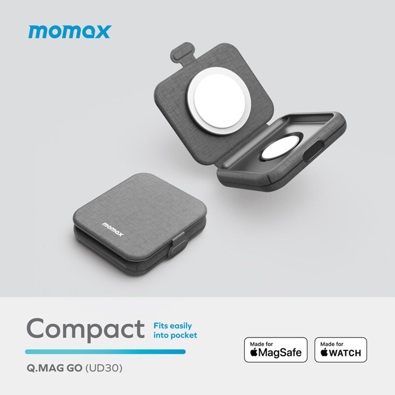 Wireless Charger Momax Q.Mag Go 20W MagSafe MFi 2 in 1 Fast Charging