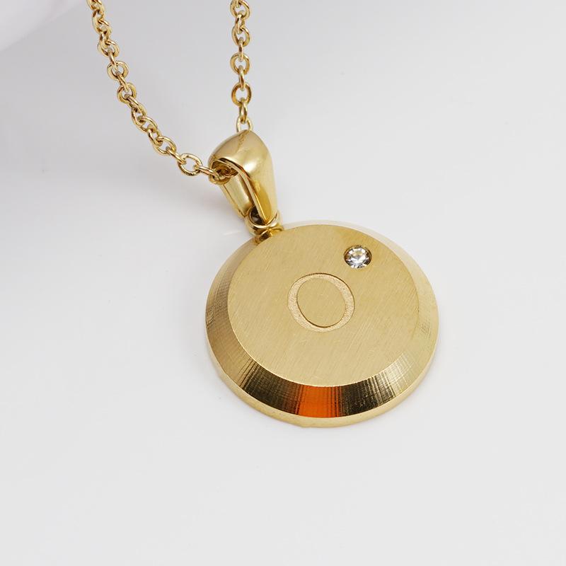 Product Introduction of INS Stainless Steel 26 Beaded Letter-Printing Necklace Female 18K European and American round Simple English Titanium Steel Pendant Jewelry 8