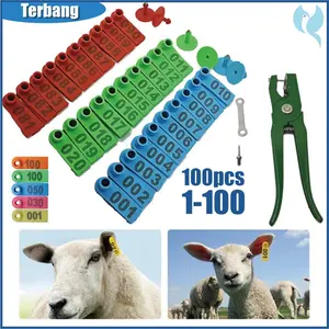 100Pcs 001-100 Eartag Kambing Domba Ear Tag Sapi Babi Penanda Anting Identifikasi Ternak