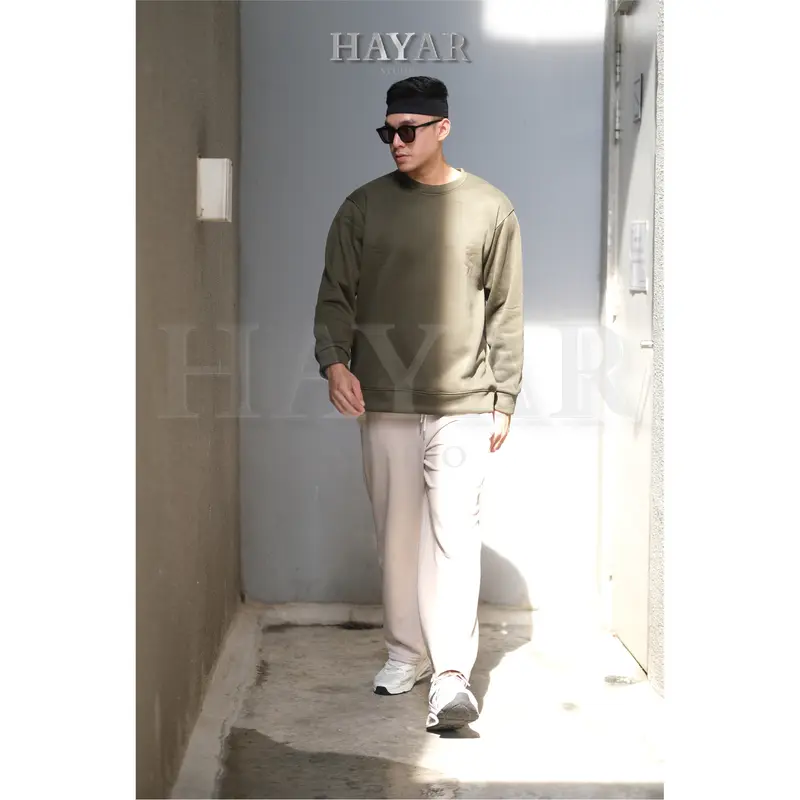 SET 3 Áo Sweater HayaR Nỉ Bông Cổ Tròn Nam Nữ Form Rộng Big Size Cổ Tròn Menswear Nhung Hoodie Dài Tay 4