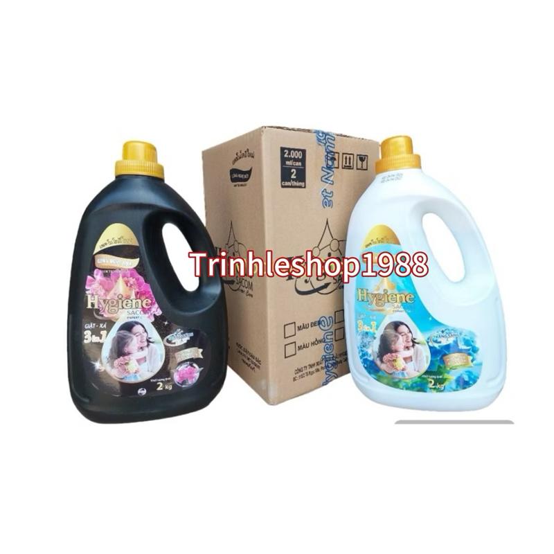 ￼[Trợ giá]Combo 2 can Tặng 1 xịt vãi 100ml-Nước giặt HygienE 3in1, 2 ký/ 1can - Hàng VN sx theo Công nghệ Thái Lan lưu hương nước hoa thơm lâu Làm Sạch