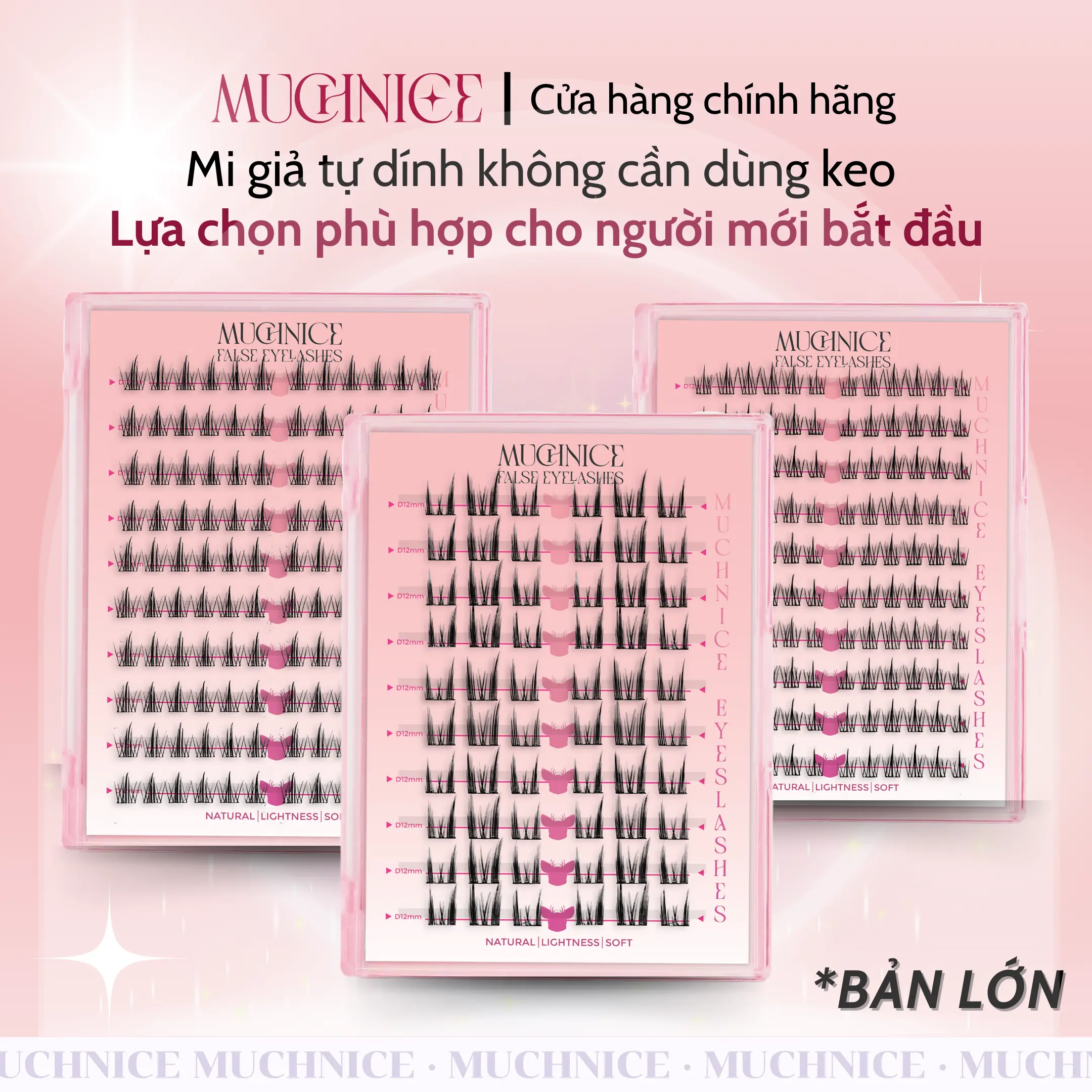 Kèm nhíp - Hộp lớn] Mi giả tự dính không cần dùng keo MuchNice hộp lớn dễ gắn, chắc chắn, mềm mại, có thể tái sử dụng nhiều lần Cosmetic nữ Women