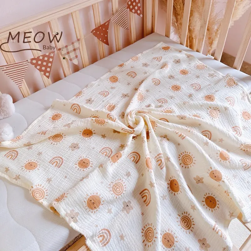 [Kèm Yếm] Khăn Tắm Khăn Quấn Xô Muslin 2 Lớp  Đa Năng Cho Bé Kích Thước 90x100cm em 7