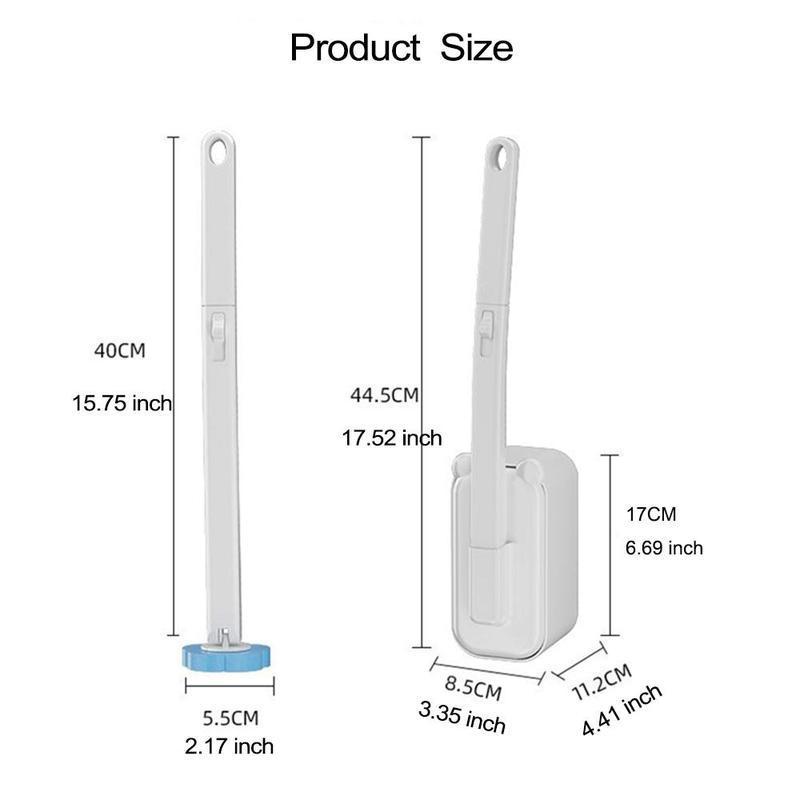 Toilet Cleaning Brush Set with Holder, 1 Count Toilet Brush & 6 Disposable Refill Heads Kit, Bathroom Cleaning Tool for Home Dormitory Hotel 1