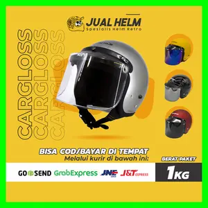 Helm Cargloss Retro CFM + Kaca Visor Flat | Part 1 Motorcycle | Jual Helm Motorcycle
