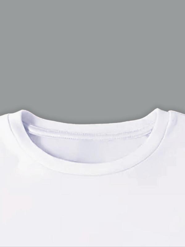 Men's Cartoon & Letter Print Round Neck Tee, Regular Fit Casual Short Sleeve T-shirt for Summer, Men's Top for Daily Wear 2