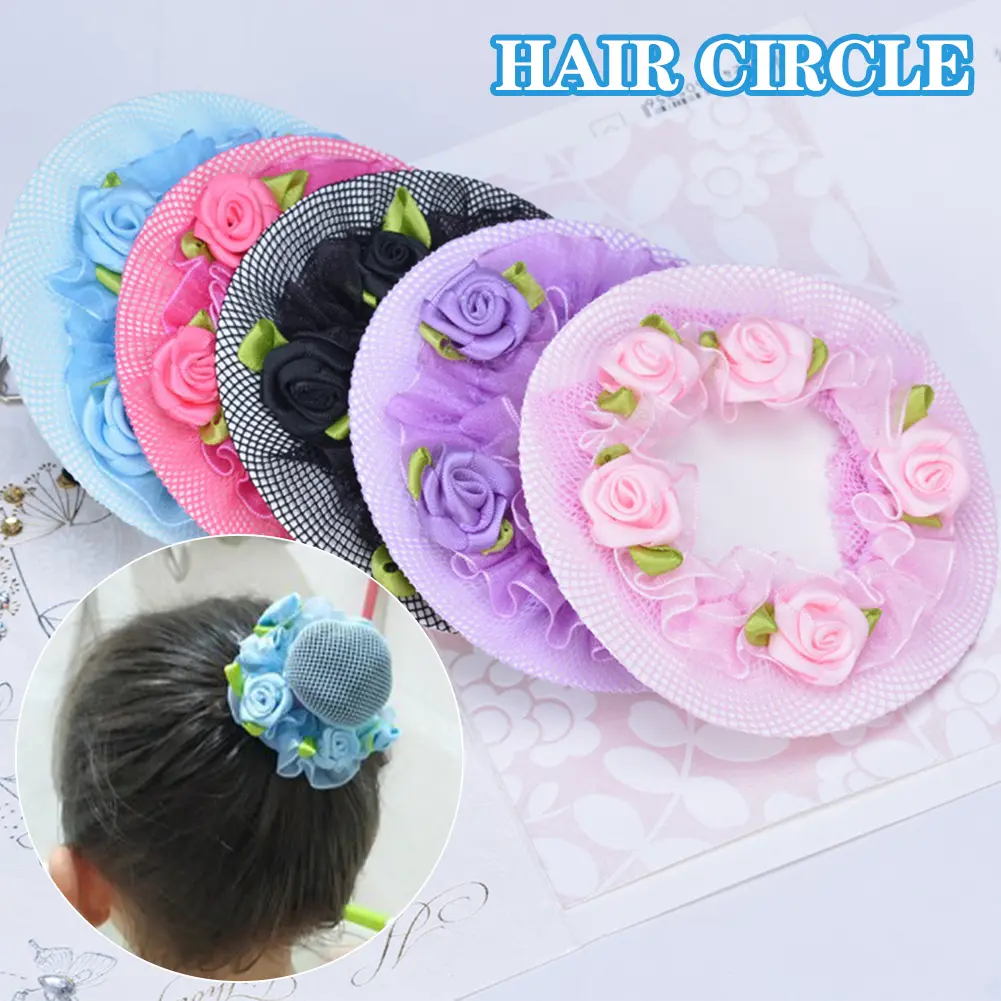 Girl Women Bun Cover Snood Hair Net Hair Nets Latin Ballet Dance Crochet Snoods Accessories With Flower #449924