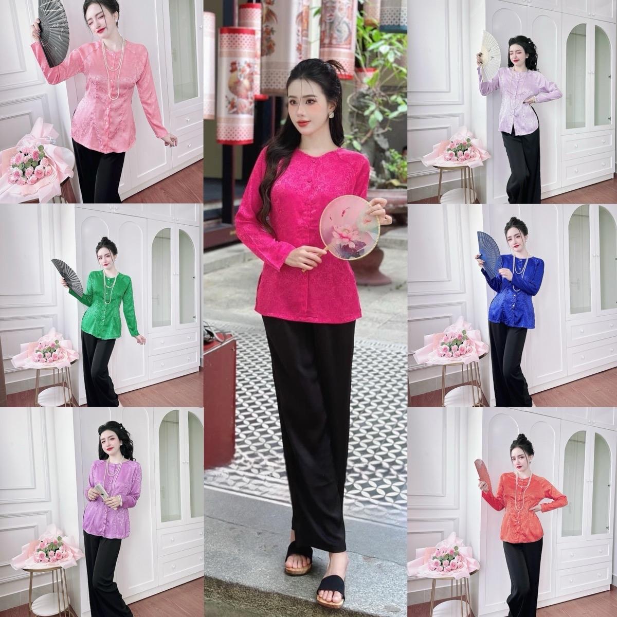 Đồ Lam - Pháp Phục Bigsize 50-100kg Áo Vải Gấm Quần Vải Măng gồ Nữ Women Top Xoè - A.5608