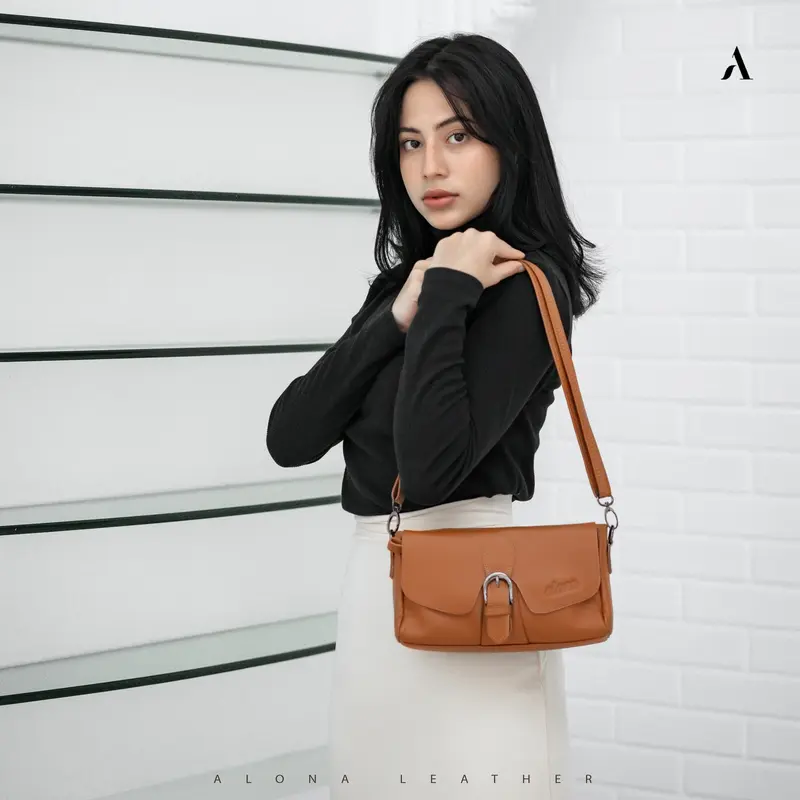 Alona Leather Charlotte Bag - Tas Selempang Bahu Wanita Kulit Sapi Asli Free Card Holder 8
