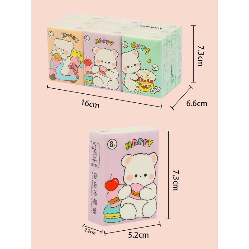 (9 packs x 8s)SenWen Cute Creative Cartoon Pocket Tissue 4
