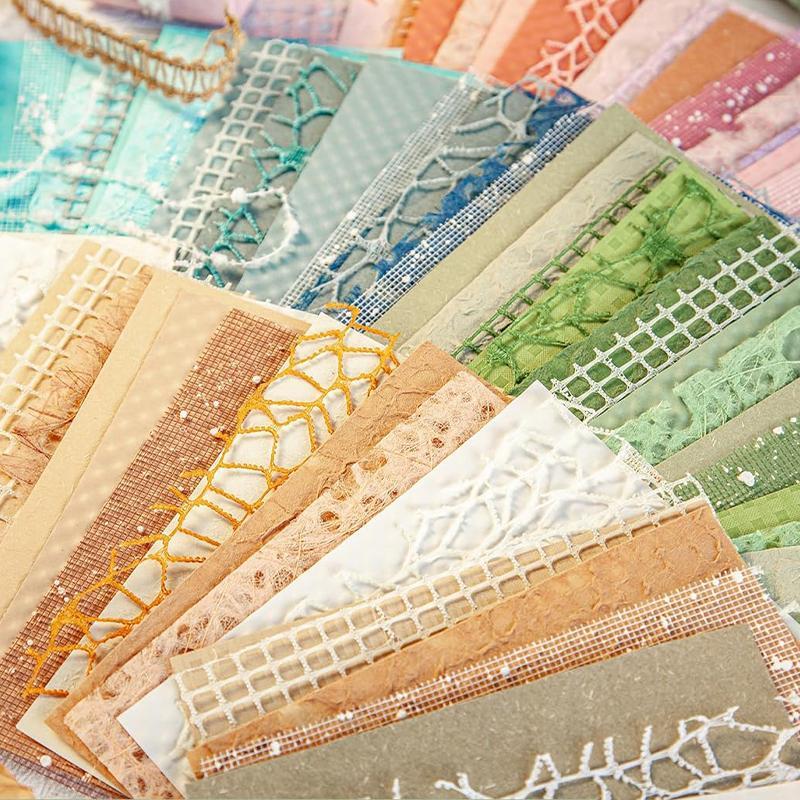 Scrapbooking Paper & Mesh Fabric Assorted Set, 96 Sheets Mixed Special Paper for Scrapbooking Planner Bullet Junk Journal Supplies, Bullet Journal Ideas, Stocking Fillers Gift 3