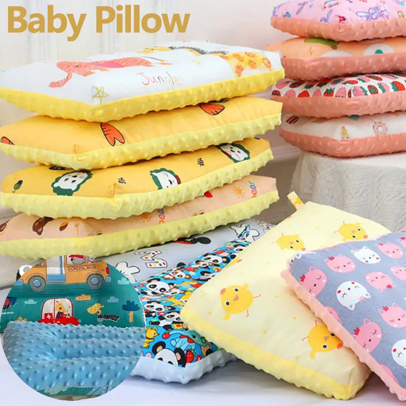 Baby Soft Pillow Cotton Comfort Pillow Animal Print Protection Cushion Infant Baby Prevent Flat Head Pillow Washable Sleeping Pillows