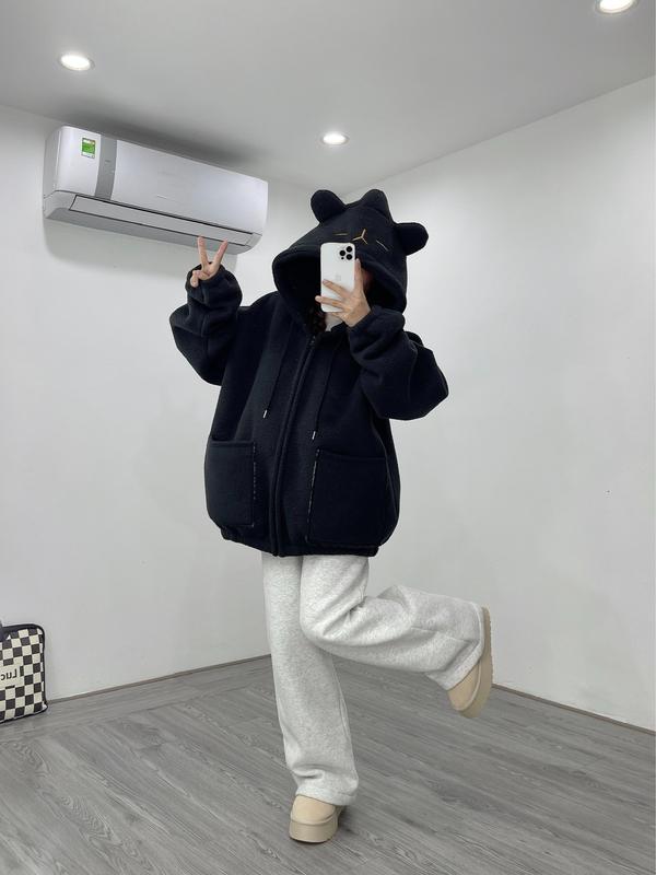 Áo Khoác Hoodie Lông Cừu Dày Capy Bara (Top Women Jacket) - Nỉ Lót Lông Cừu Dày