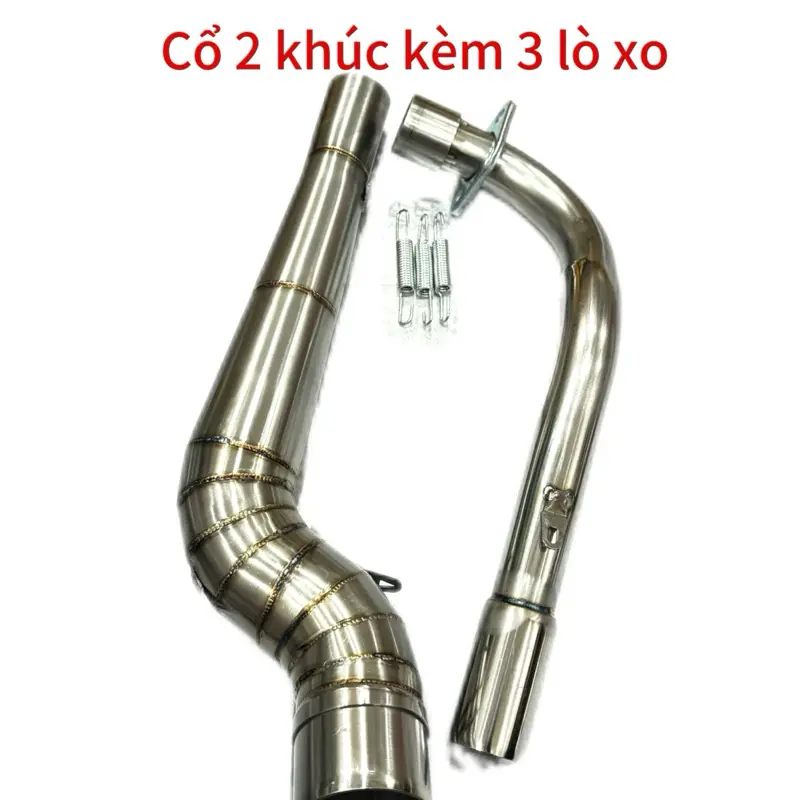 Cổ pô 2 khuc kem lo xo inox dày dặn gắn nhiều dòng xe máy - Phụ Tùng, Phụ Kiện 0