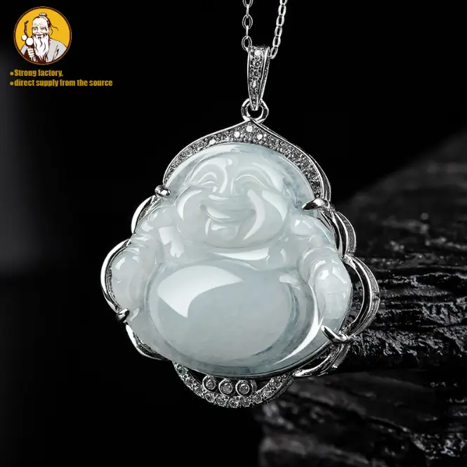 Mặt Dây Chuyền Đá Cẩm Thạch, Đá Tự Nhiên, Bạc S925, Vòng Cổ, Mặt Dây Chuyền Ngọc Bích Băng, Mẫu Nữ 0