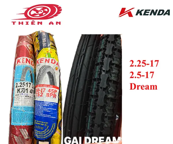 Lốp xe Dream 2.25 + 2.5-17 KENDA 8 lớp chuyên chở hàng nặng.