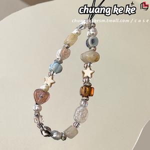 Pesona Telefon, Reka Bentuk Hati Berkilauan, Tali Manik Buatan Tangan, untuk Kamera / Telefon / Dompet, Hadiah Estetik Korea keychain  matching  couple  spiderman