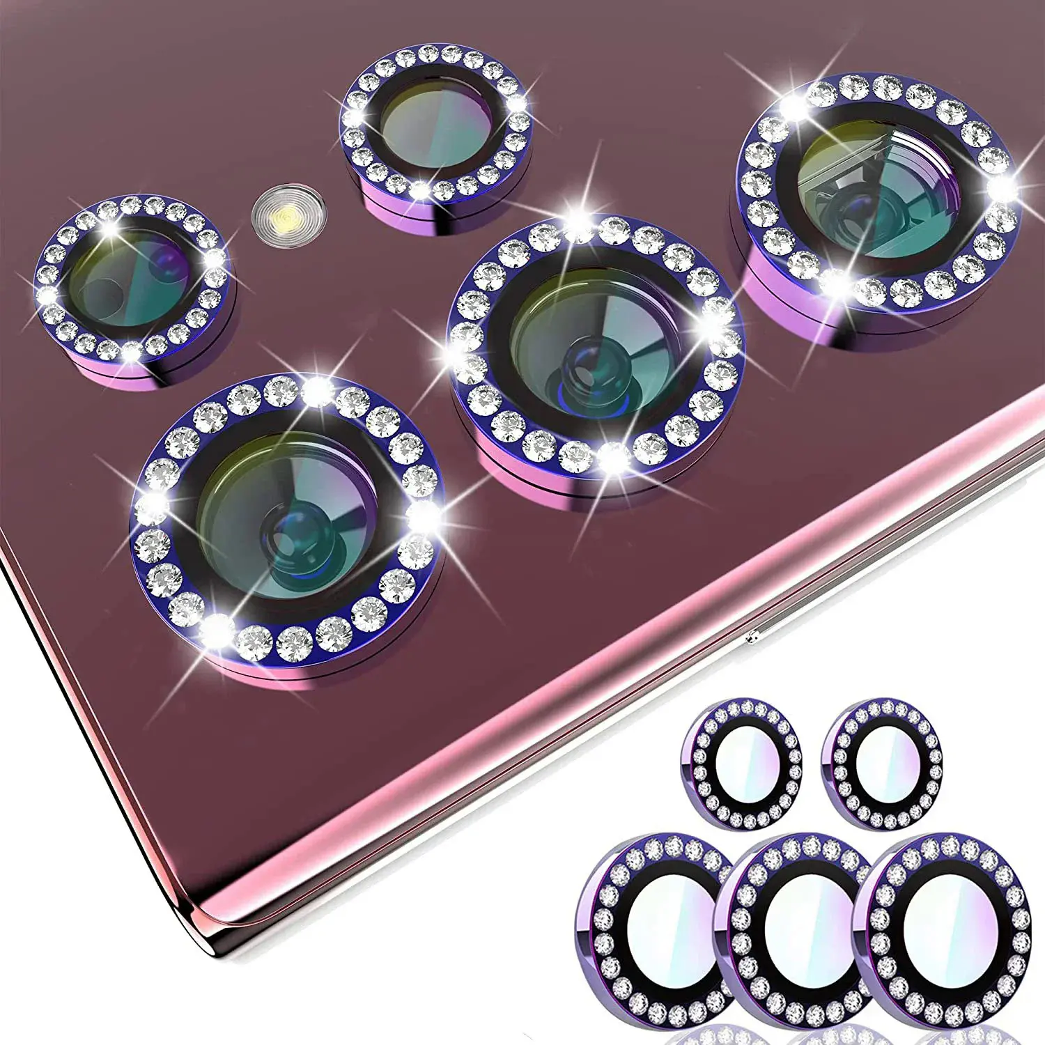 Diamond for Samsung Galaxy S22 S23 ultra 9H tempered glass camera lens protector alloy ring cover for Galaxy S23 ultra S23 plus