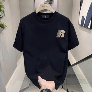 ผ้าฝ้ายคอกลมแขนสั้นเสื ้อยืดผู้ชายเทรนด์ภาษาอ ังกฤษพิมพ์ฤดูร้อนด้านบ หลวมพร้อมเสื้อยืดขนาด