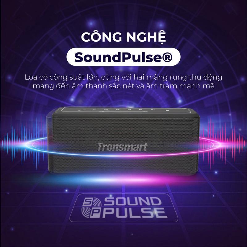 Loa Bluetooth Tronsmart Element Mega Pro Công suất 60W Với 2 Củ Loa Mid Bass Loa Nghe Nhạc Âm thanh nổi sống động kết hợp bass mạnh và sâu, Chuẩn Kết nối  Không Dây Wireless 5.0 thế hệ mới ổn Định - Bảo hành chính hãng 12 tháng 2