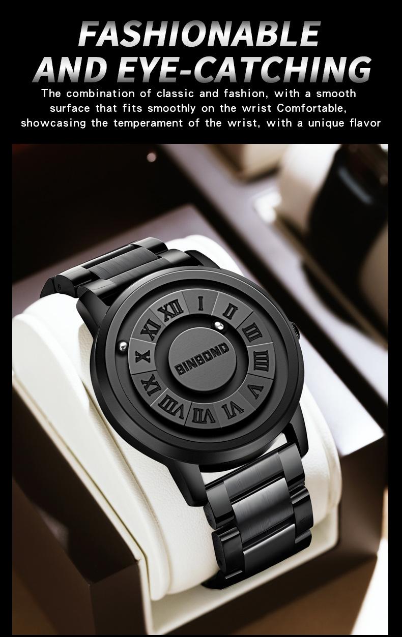 Product Introduction of Men Watch Black Technology Watch New Concept Personalized Magnetic Suspension Steel Waterproof Male Fashion Quartz Watches Gift 34