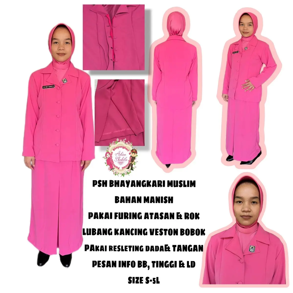 STELAN PSH Bhayangkari Muslim SUDAH JAHIT Bahan Manish
