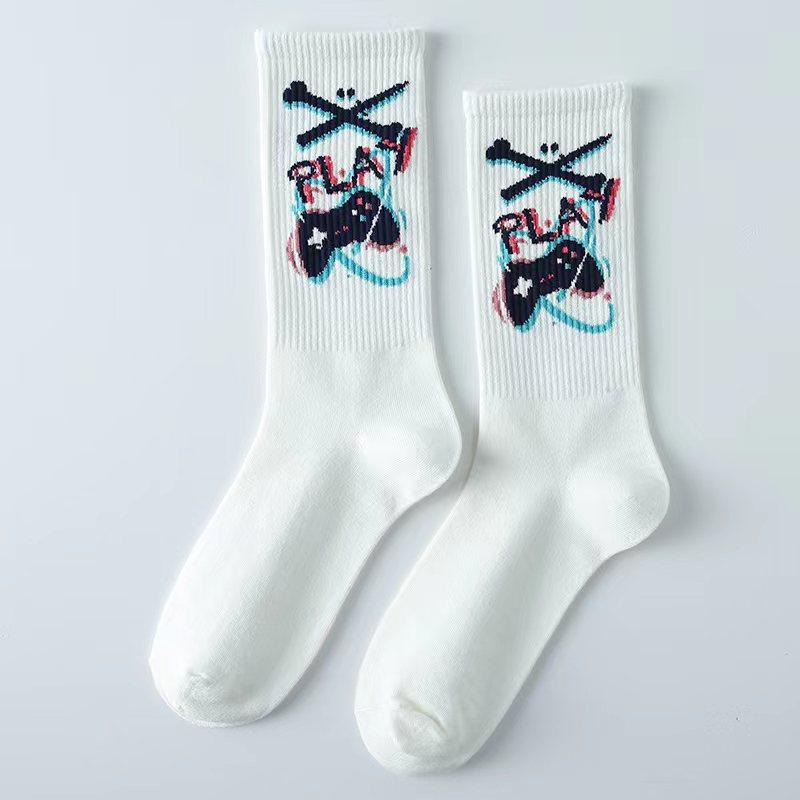 Product Introduction of Socks Men's Mid-Calf Length Sock Cotton Socks Spring and Autumn Sweat Absorbing Sports Student Basketball Winter Long Graffiti Trend Men's Socks Menswear Lingerie Bowling Tropical 7