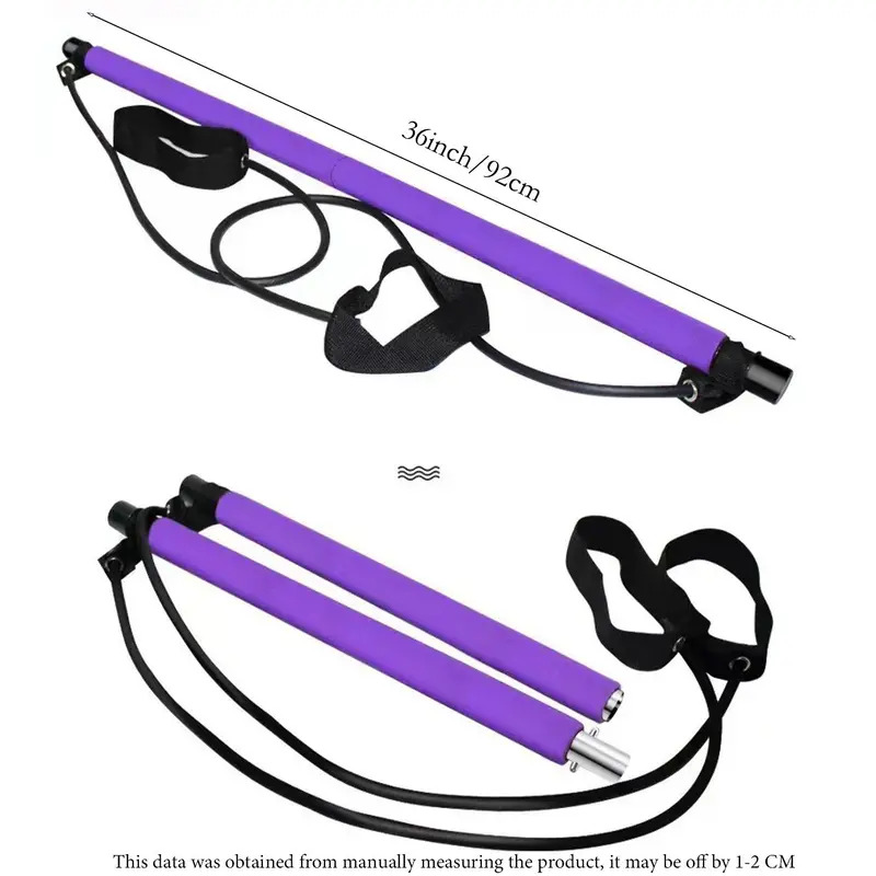 Yoga Pilates Resistance Band, Yoga Pilates Bar with Resistance Band, Full-body Fitness Elastic Resistance Rope Stick, Home Fitness Gym Bodybuilding Workout Equipment for Women, Back to School Essentials, Home Workout Stretching Equipment 1