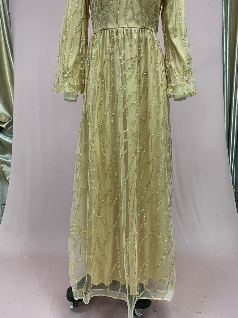 Product Introduction of 2025 new gold heavy industry beads luxury evening dress sexy Cosmopolitan Queen long dress yq7109 16