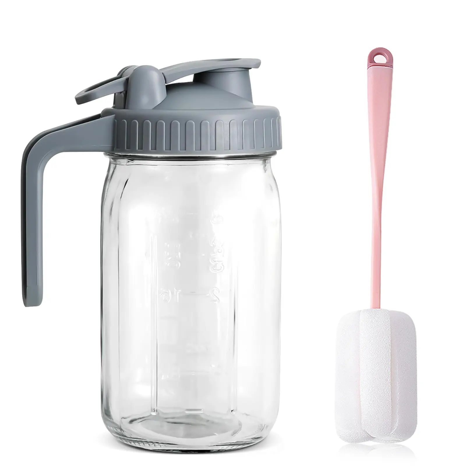 Breastmilk Pitcher 32oz, Glass Pitcher with Lid for Breast Milk Storage, Formula Pitcher with Handle and Pour Spout