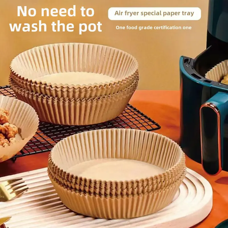 Disposable Air Fryer Liner (100pcs), Non-stick Parchment Paper Liner, Baking Paper for Home Kitchen, Kitchen Accessories, Household Kitchen Products, Air Fryer Accessory Set 7