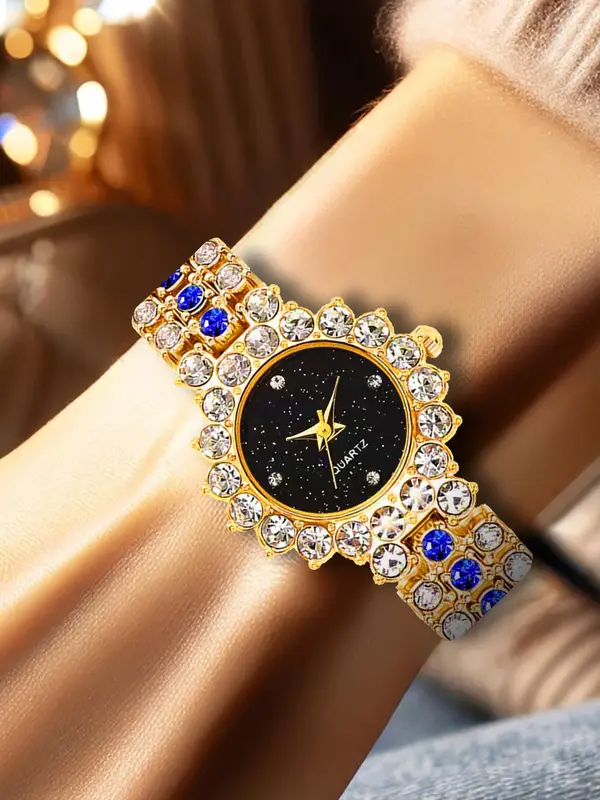 Women's Elegant Fashion Watch & Jewelry Set, Including Round Dial Wristwatch & Pendant Necklace & Ring & Earrings & Bracelet, Trendy All-match Watch Set for Gift 3